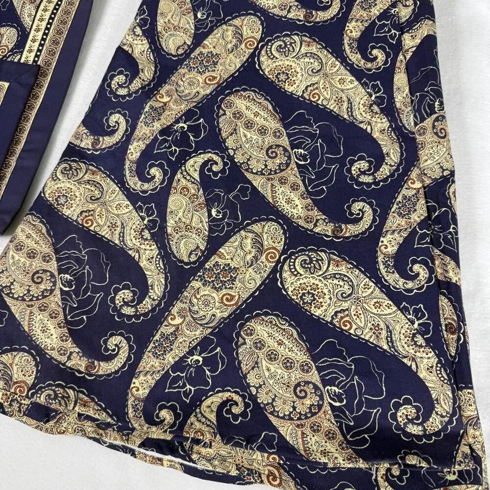 Zina Vasi Navy Paisley Cotton Placemats Tablecloth Set Of 5 90 Round Table Decor